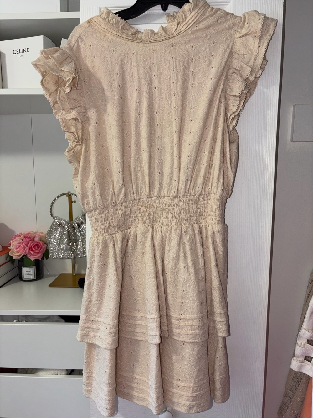 Cleobella Cream Eyelet Ruffle Tiered Dress